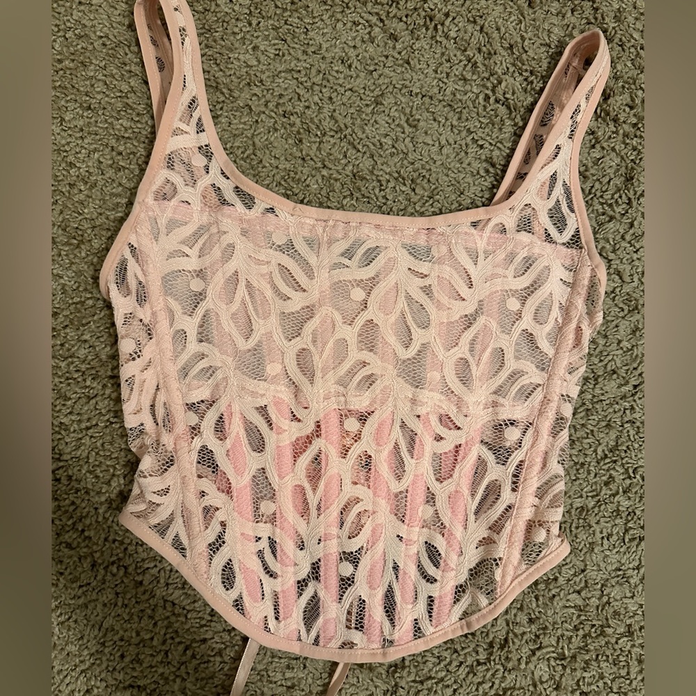 COPY - Light Pink Lace Corset Top